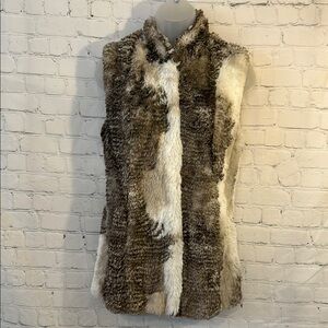 Cabi Chic Faux Fur Vest in Brown and Cream